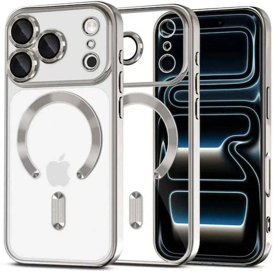 Silver Soft TPU Case with Magnetic Compatibility for iPhone 17 Pro