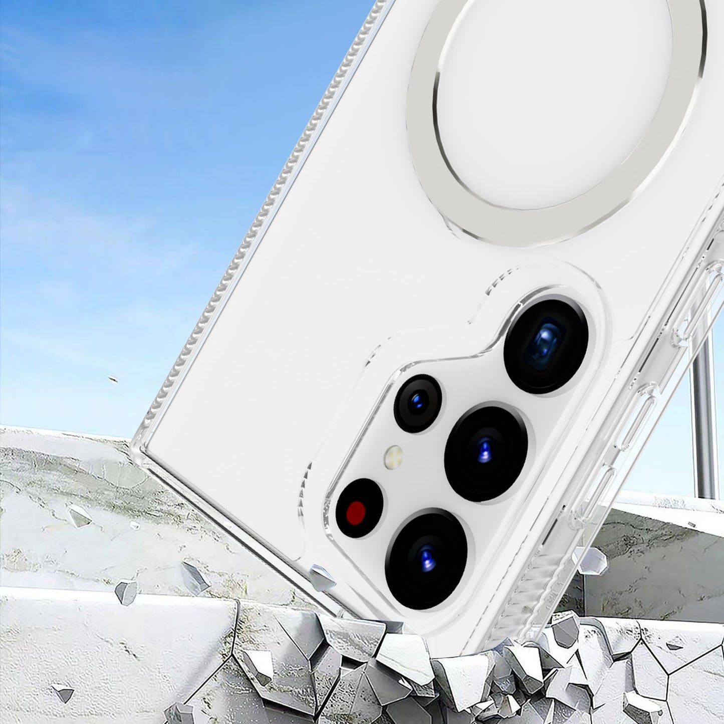 Clear Kickstand with Magnetic Compatibility for Samsung Galaxy S24 Plus with package