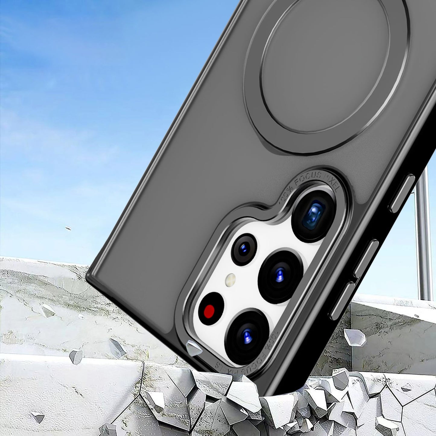 Black Frosted Kickstand with Magnetic Compatibility with Package for Samsung Galaxy S25 Plus