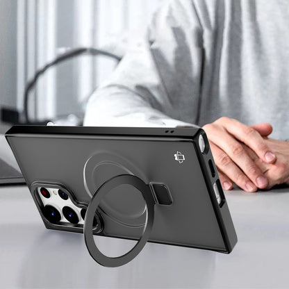 Black Frosted Kickstand with Magnetic Compatibility with Package for Samsung Galaxy S24 Ultra