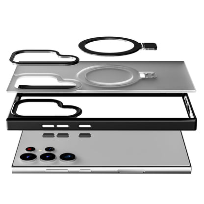 Black Frosted Kickstand with Magnetic Compatibility with Package for Samsung Galaxy S25 Ultra