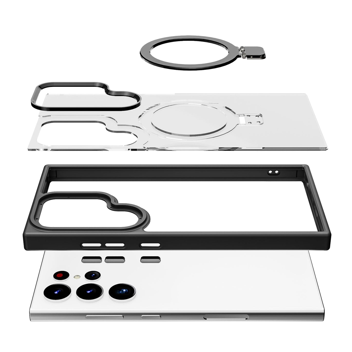 Clear Kickstand with Magnetic Compatibility for Samsung Galaxy S24 Plus with package