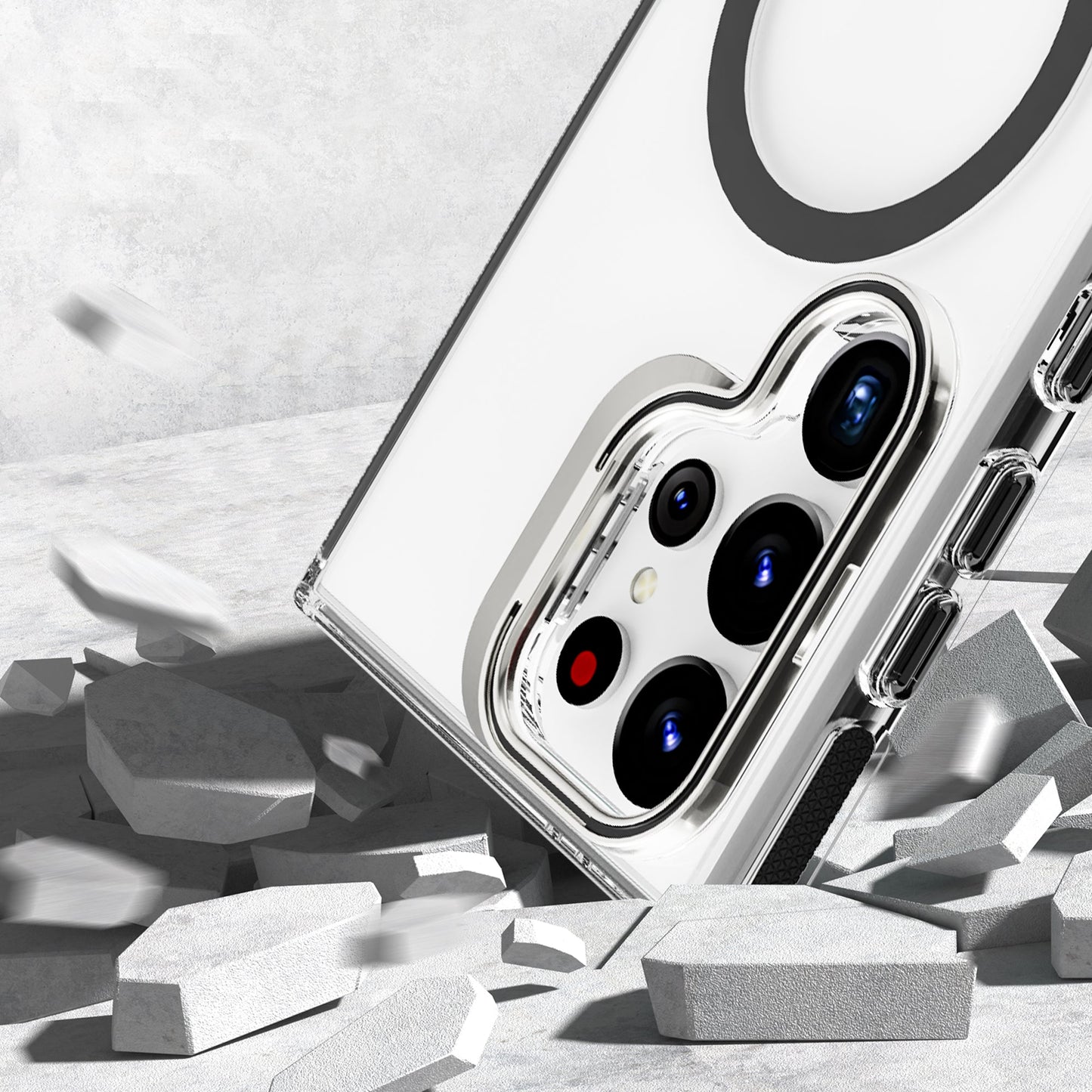 Black Camera Kickstand Case with Magnetic Compatibility for Samsung Galaxy S25 Plus with package