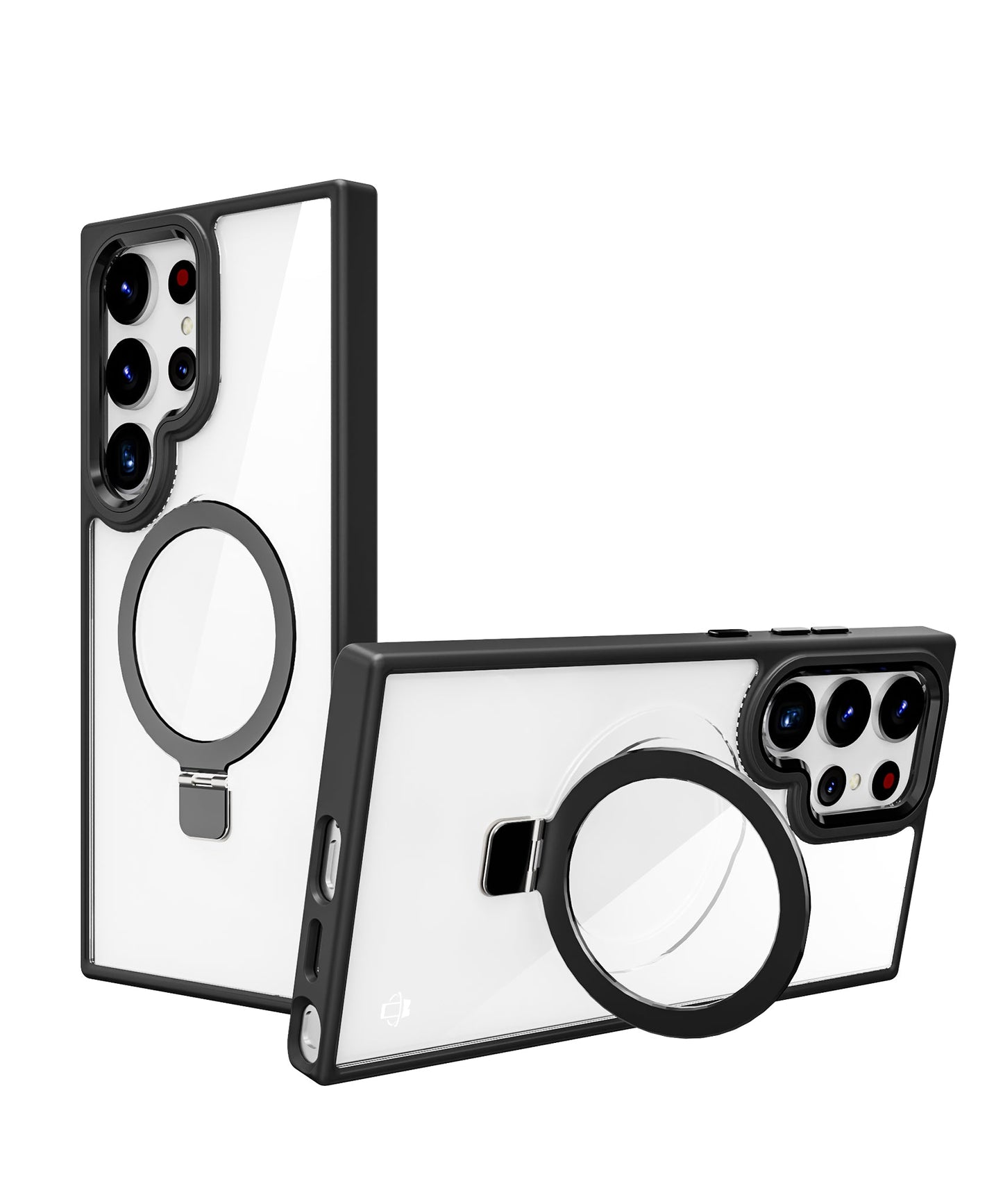 Clear Black Frame Kickstand with Magnetic Compatibility for Samsung Galaxy S25 Plus with package