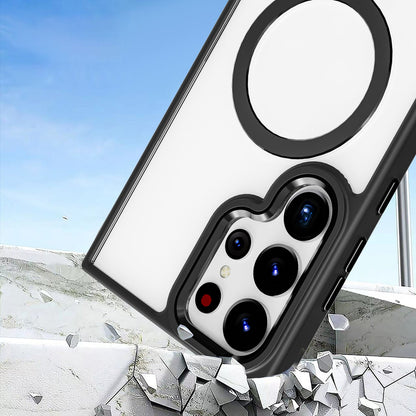 Clear Black Frame Kickstand with Magnetic Compatibility for Samsung Galaxy S24 Plus with package